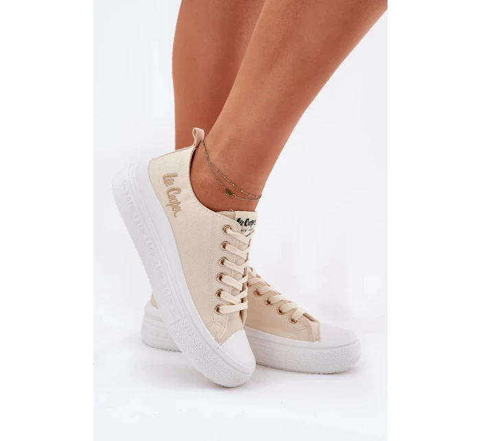 Dámské trampky na platformě Lee Cooper – béžové