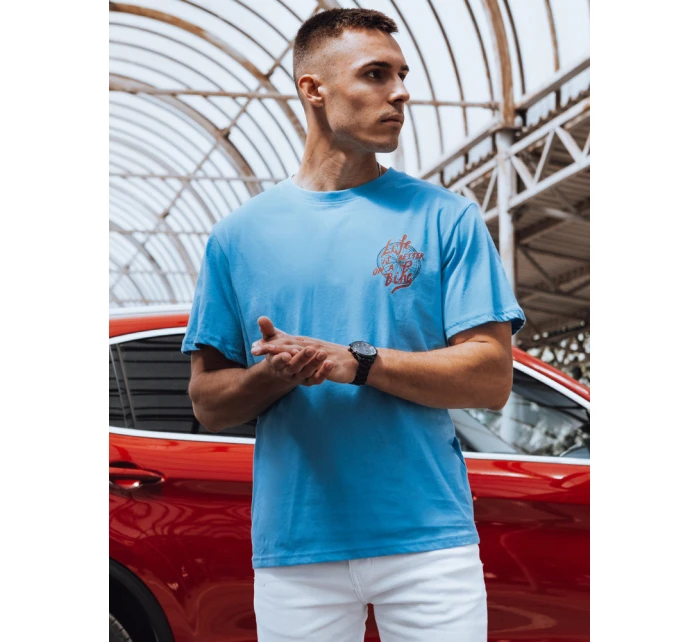 Pánské světle modré tričko s potiskem FashionStreet RX5492