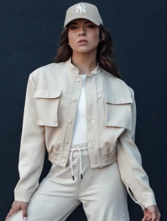 Dámská bunda bomber PRIEV béžová FashionStreet TY4306