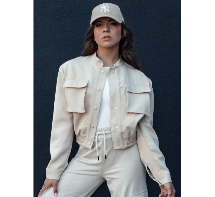 Dámská bunda bomber PRIEV béžová FashionStreet TY4306 Dámská bunda bomber PRIEV béžová FashionStreet TY4306