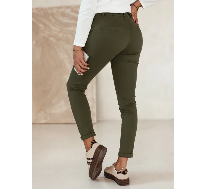 Dámské džínové kalhoty CHARMYOU s páskem olivové FashionStreet UY2270