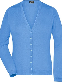JN 660 Dámský pletený cardigan s výstřihem do V  blue model 22488017 - Daiber