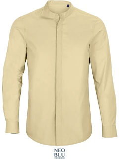 Men Popelínová košile s dl. rukávem a límcem beige model 22499763 - NEOBLU