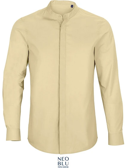 NEOBLU Bart Men Popelínová košile s dl. rukávem a mao límcem 24.3792 beige NEOBLU Bart Men Popelínová košile s dl. rukávem a mao límcem 24.3792 beige
