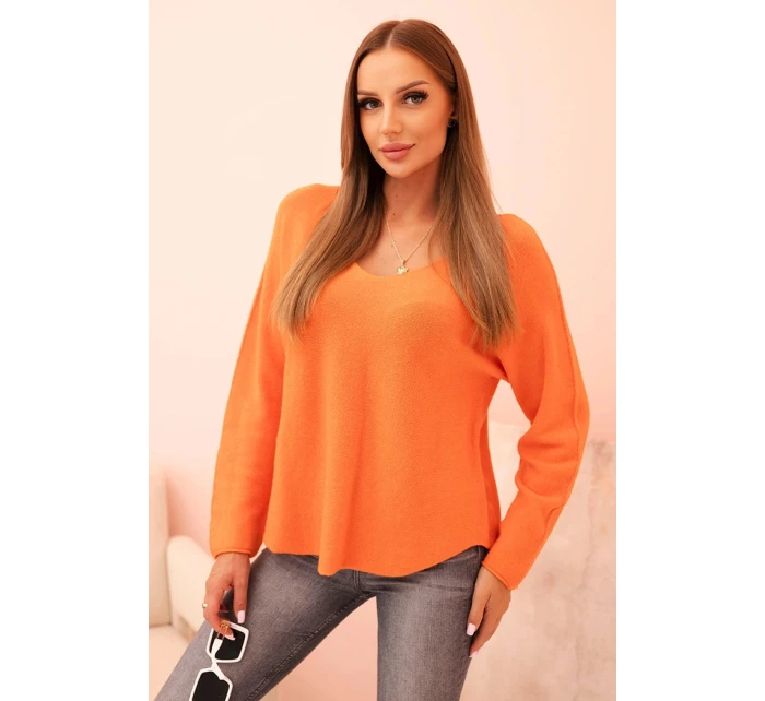 Dámský svetr z viskózy s výstřihem do V oranžový Dámský svetr z viskózy s výstřihem do V oranžový