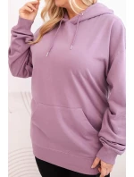 Dámská mikina s kapucí a klokaní kapsou Plus Size z bavlny tmavě růžová
