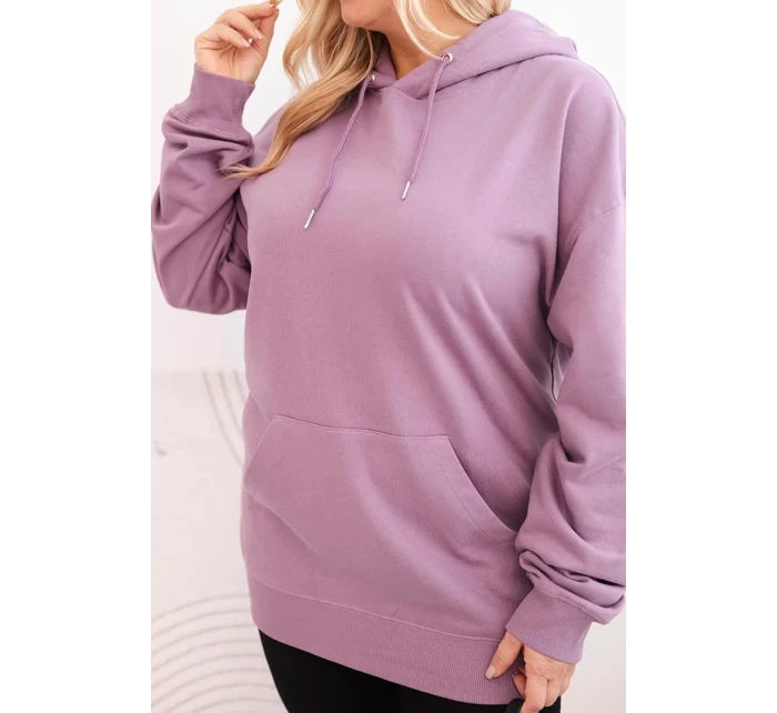 Dámská mikina s kapucí a klokaní kapsou Plus Size z bavlny tmavě růžová