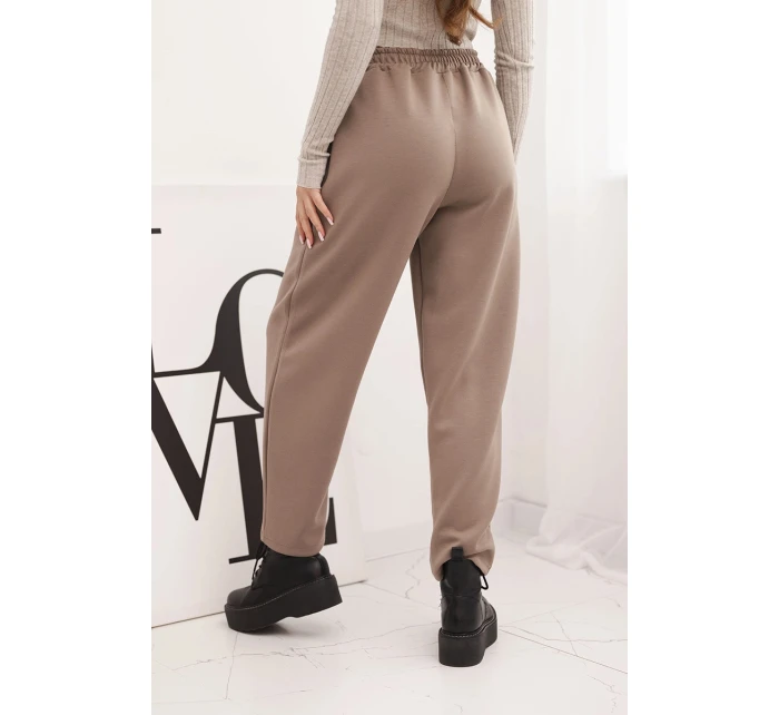 Elegantní dámské kalhoty s vysokým pasem a vázáním v pase fango