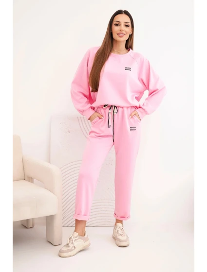 Dámská souprava máslová z viskózy s mikinou a kalhotami světle růžová Dámská souprava máslová z viskózy s mikinou a kalhotami světle růžová