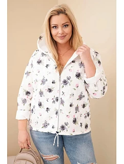 Dámská jarní bunda Plus Size s drobným květinovým vzorem grafitová