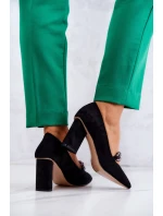 Semišové lodičky S řetízkem černý model 21581664 - S.Barski