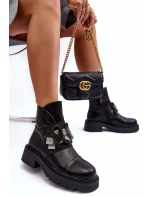 Boty Na Plochém Podpatku A Platformě Sztyblety Černé Linestta