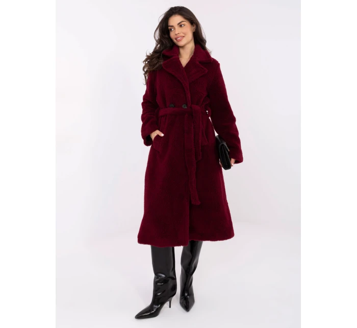 Płaszcz IT PL model 21766305 bordowy - FPrice Płaszcz IT PL model 21766305 bordowy - FPrice