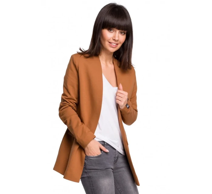 B102 Otevřené sako z bavlněné příze - karamelové B102 Otevřené sako z bavlněné příze - karamelové