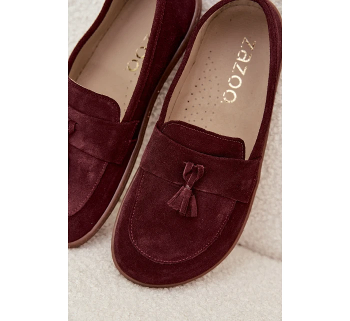 Kožené semišové mokasíny typu barefoot Zazoo – bordó Kožené semišové mokasíny typu barefoot Zazoo – bordó