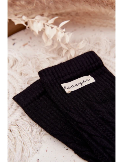 Teplé dámské ponožky s vlnou – černé