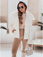 Dámská prošívaná krátká bunda s kožešinou TY5070 bílá - FashionStreet Dámská prošívaná krátká bunda s kožešinou TY5070 bílá - FashionStreet