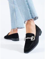 Luxusní mokasíny dámské černé bez podpatku Luxusní mokasíny dámské černé bez podpatku