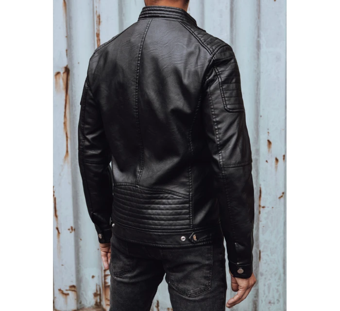 Pánská přechodná kožená bunda černá Dstreet TX4731