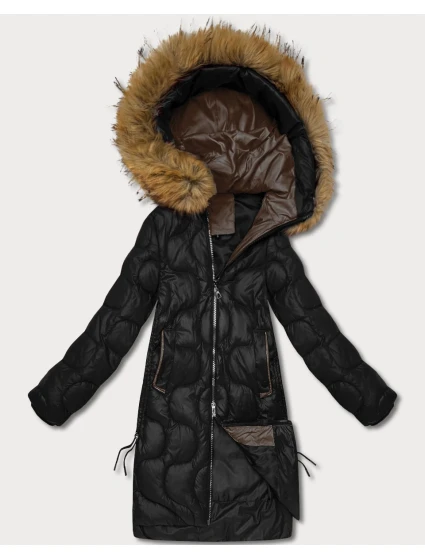 Černá dámská bunda s ozdobným prošíváním model 21757932 - J.STYLE Černá dámská bunda s ozdobným prošíváním model 21757932 - J.STYLE