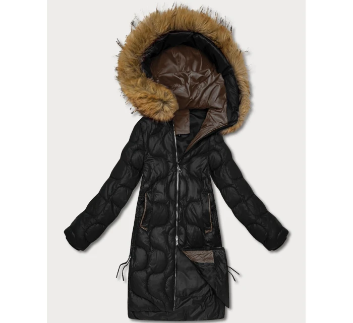 Černá dámská bunda s ozdobným prošíváním model 21757932 - J.STYLE Černá dámská bunda s ozdobným prošíváním model 21757932 - J.STYLE