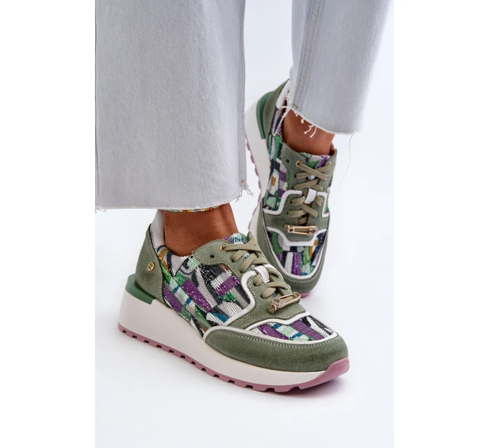 Dámské kožené tenisky na platformě Maciejka 06390-09 seledýnové