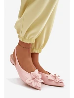 Dámské sandály na nízkém podpatku s dekorativním květem Růžové Telivette