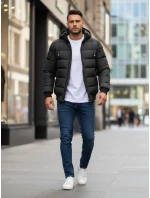 Pánská tmavě šedá prošívaná zimní bunda s kapucí FashionStreet TX5095