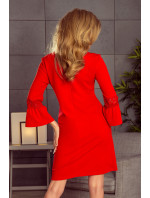 Červené dámské šaty s krajkou na rukávech model 5917752 - numoco