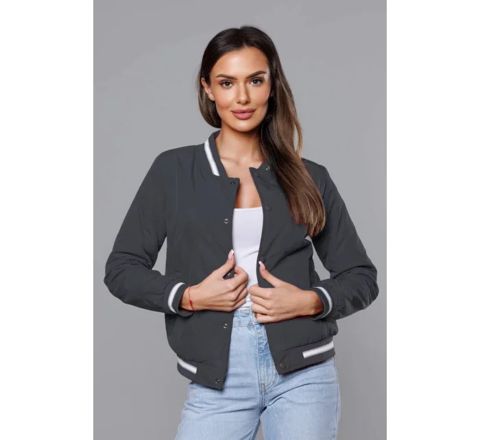 Dámská bunda typu bomber v grafitové barvě model 18172044 - J.STYLE