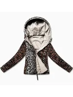 Světle béžová krátká volná dámská bunda s panteřím motivem Miss model 21035934 - Miss TiTi