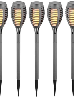 DANCING FLAMES SOLAR LAMP 12 LED SMD 7,5x7,5x46,5 cm KPL 5SZT