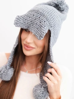 Dámská zimní čepice s kšiltem a  tmavě šedá model 21783025 - K-Fashion
