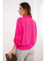 Dámská košile s viskózou, ozdobnými knoflíky a límečkem růžová