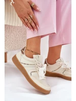 Nízké Dámské Tenisky S Krajkou Leopardí Béžové Zielle