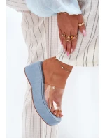 Dámské Pantofle S Průhledným Páskem Na Klínu Jeans Meltiana Dámské Pantofle S Průhledným Páskem Na Klínu Jeans Meltiana