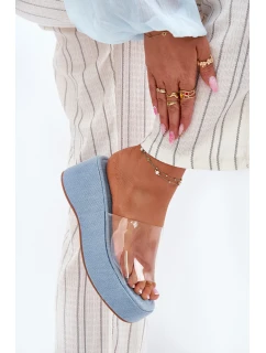 Dámské Pantofle S Průhledným Páskem Na Klínu Jeans Meltiana