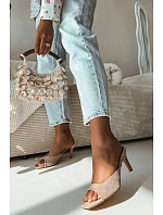 Dámské pantofle na podpatku Béžové model 22092036 - Boto