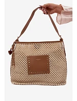 Beige kabelka s pleteným a přívěskem na léto model 22111684 - Flora&Co