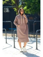 Dlouhé šaty s kapucí 9623 Tmávě béžová - K-Fashion Dlouhé šaty s kapucí 9623 Tmávě béžová - K-Fashion