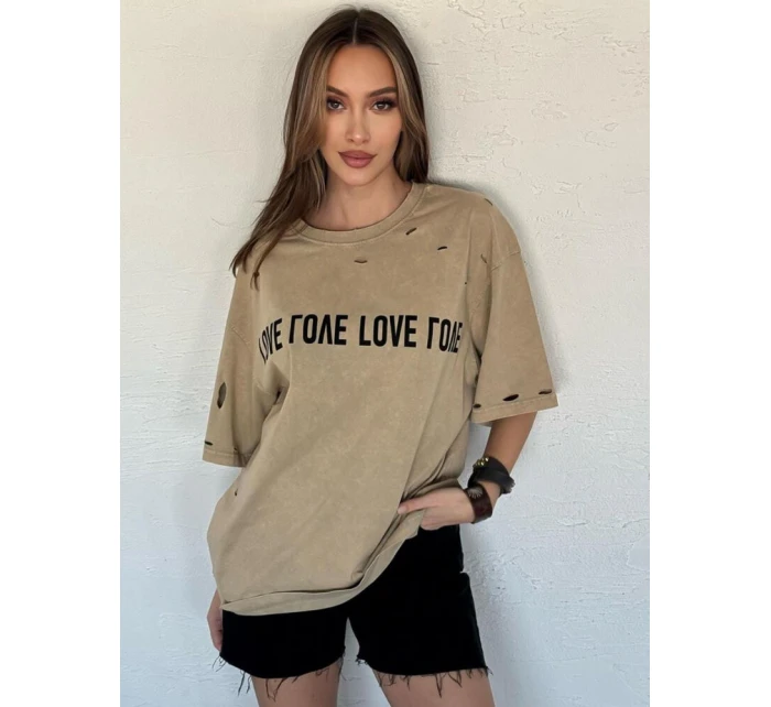 Dámské tričko s potiskem BONGANIR beige FashionStreet RY2635