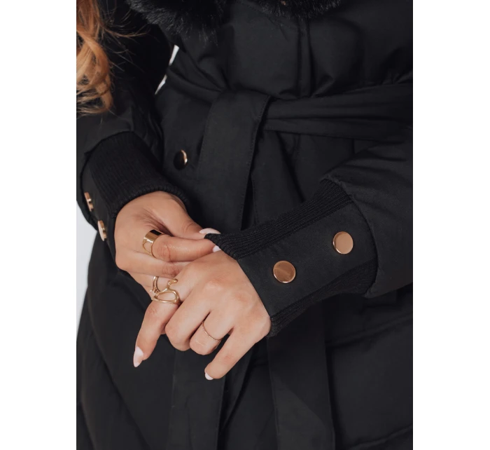 Dámská prošívaná zimní bunda s kožešinou černá Dstreet model 21991246 - FashionStreet