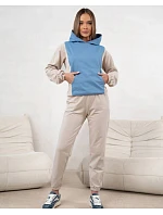 Dámská dvoubarevná tepláková souprava v modré a béžové barvě (554)