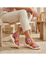 Dámské kožené zvýšené sandály růžové Rieker W2950-31 Dámské kožené zvýšené sandály růžové Rieker W2950-31