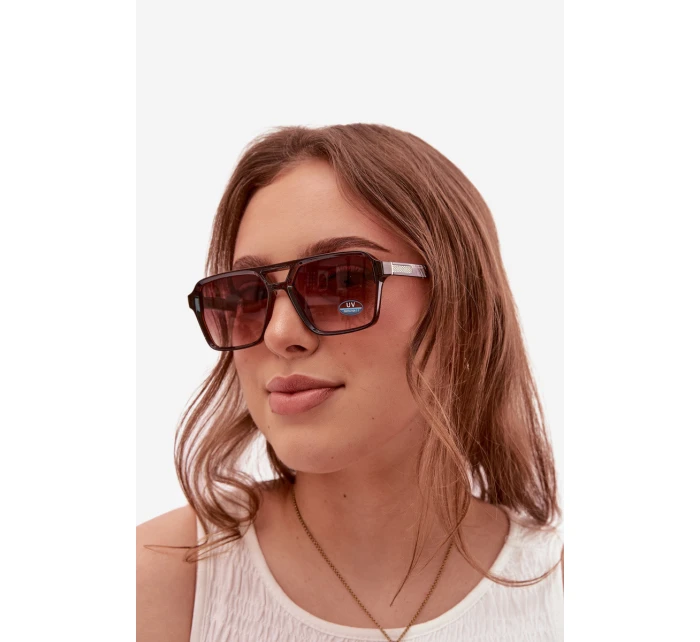 Dámské sluneční brýle se zlatým detailem hnědé