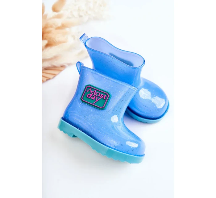 Dětské brokátové galoše modré Rain