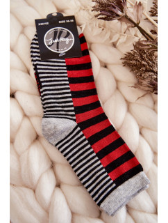 Dámské klasické ponožky s pruhy a pruhy Červené