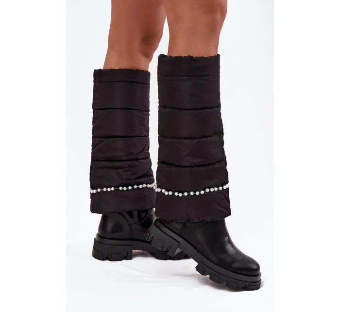 Dámské zateplené kozačky s korálky Irvette – černé