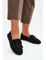 Dámské mokasíny se šněrováním a třásněmi – černé Glorina Dámské mokasíny se šněrováním a třásněmi – černé Glorina