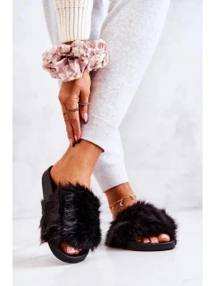 Dámské pantofle s kožíškem DZ821 Černá - Kesi